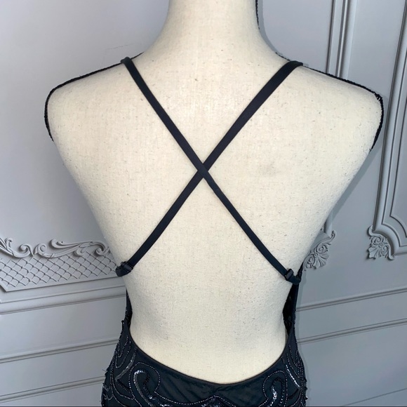 Jump Apparel Black Long Beaded Backless Dress | Size 7/8 - Picture 5 of 14